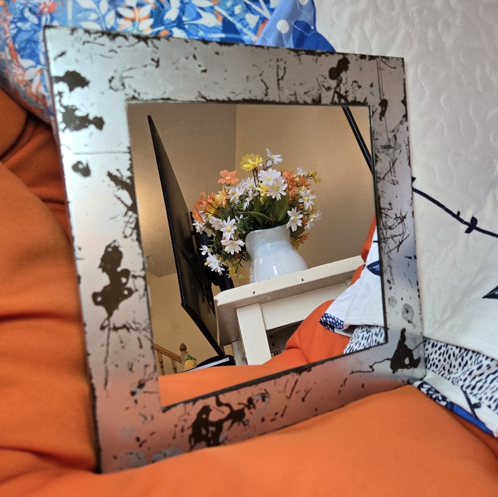 Pottery Barn Industrial Distressed Silver Wall Mirror - Picture 3 of 8
